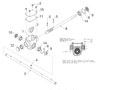 Auger Gearbox Diagram and Parts List for 2X24-INCHHP (31AM5BSR710)(2016) Cub Cadet Snow Blower